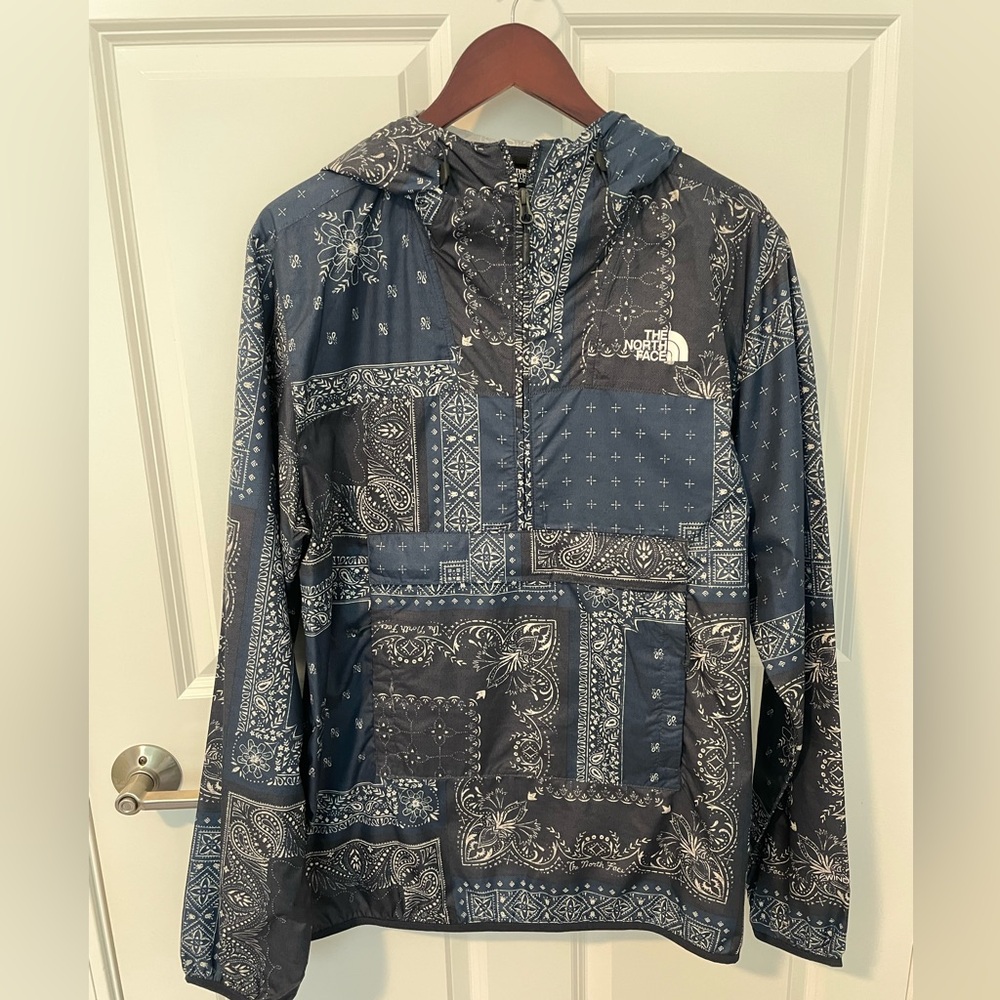 blue bandana north face windbreaker
